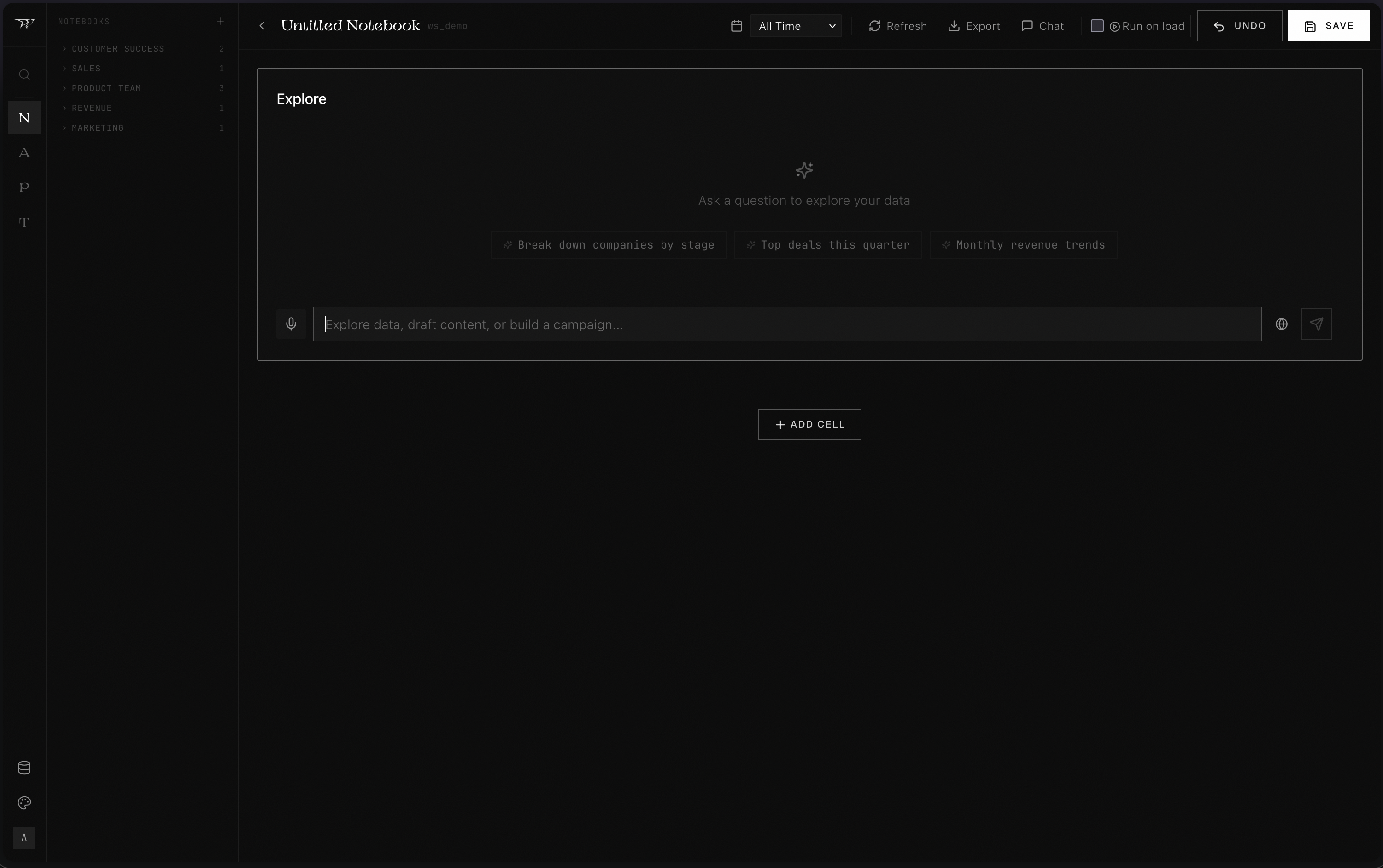 PATCHBOOK Explore cell with natural language input